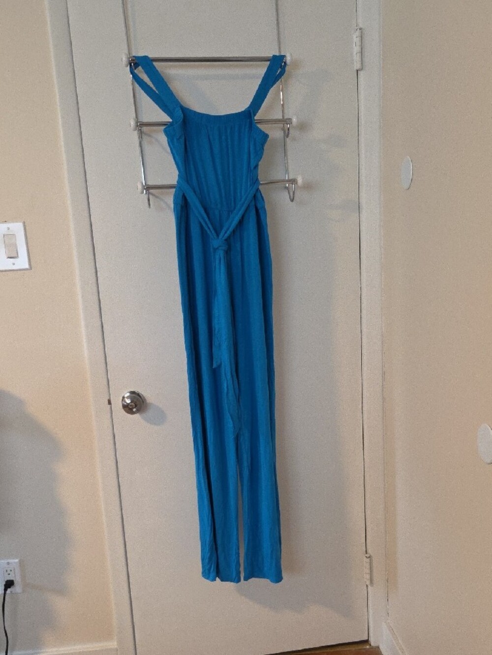 Women's Blue Jumpsuit with Tie Waist 2 Piece - Picture 2 of 8
